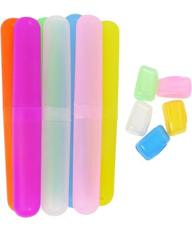 Honbay 7PCS Plastic Dust-Proof Toothbrush Case Holder for Daily and Travel Use with 5 Gifted Toothbrush Head Covers - Random Colors - Buy Online on GoSupps.com