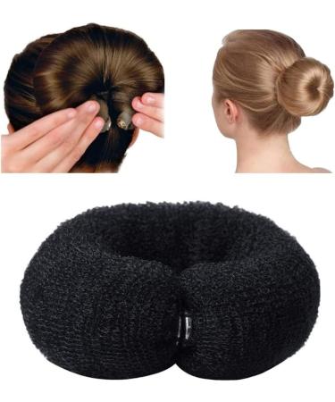 Black Hair Donut Hair Donut Bun Maker Hair Bun Shaper Hair Roll Tool Hair Bun Accessories for Women Nylon Hair Band with Buckle Lazy Hair Rings Tool