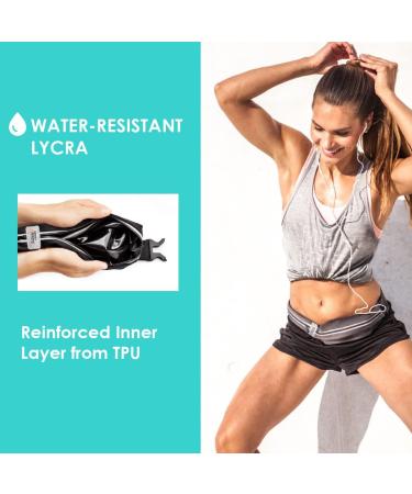 WATER-RESISTANT Running Belt for Men and Women | Reflective Phone Holder | Fits Most Cell Phones | Running Waist Pack and Money Belt - Black - Buy Online on GoSupps.com