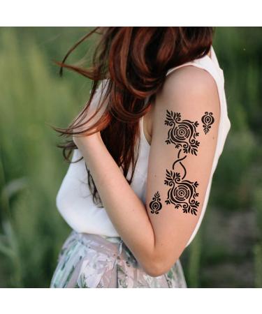 Minkissy Flower Tattoo Stencil Kit - 16 Sheets Temporary Body Art Templates for Women's Home Parties - Buy Online on GoSupps.com