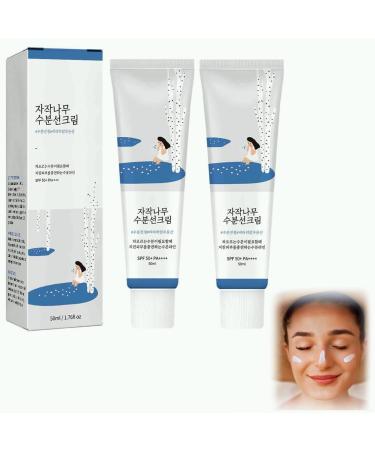 ROUND Birch Juice Moisturizing Suns Creen Sunscreen Korea SPF50 PA++++ Korean Sunscreen Skin Care Skin Protection and UV Defense for All Skin Types (1.76 Fl Oz-2PCS)