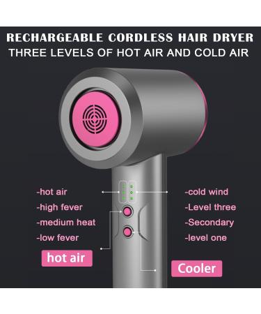 Lightweight Travel Hair Dryer Rechargeable Blow Dryer with Styling Nozzle/Base 15000mAh Free Standing Hot/Cold Air Hairdryer Gifts for Father/Men Gray - Buy Online on GoSupps.com