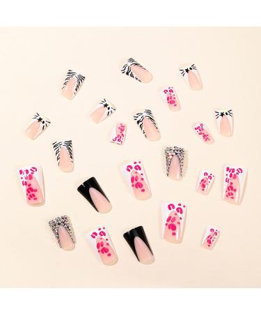 Glossy Duck Shape Press-On Nails - Medium Acrylic French False Nails with Designs & Charms for Women | A30411 - Buy Online on GoSupps.com