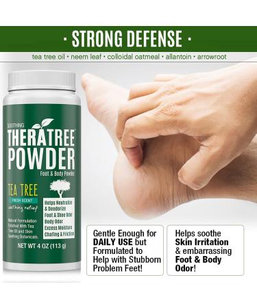 TheraTree Foot Body & Shoe Powder | Odor & Moisture Control with Organic Tea Tree | 4 oz Natural Fresh Scent - Buy Online on GoSupps.com