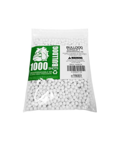 BULLDOG AIRSOFT- 1000 Airsoft Pellets 0.20g Biodegradable 6mm White Triple Polished Pro Team Grade