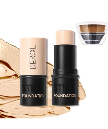 2in1 Concealer And Foundation Magic Stick Derol Foundation Stick Concealer Stick Full Coverage 2in1 Lightweight Long-Lasting Waterproof Foundation Stick (01#Wipped cream)