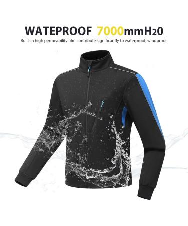 Wantdo Men's Winter Cycling Thermal Jacket - Windproof & Waterproof Fleece Windbreaker - Reflective - Large - Blue - Buy Online on GoSupps.com