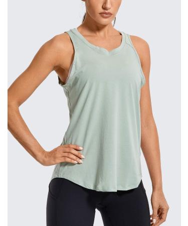 CRZ YOGA Women's Pima Cotton Tie Back Tank Top - Large Jade Grey - Buy Online on GoSupps.com