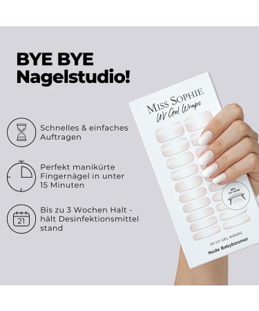 Original Miss Sophie UV Starter Set - Self-Adhesive Nail Foils & Stickers in Rose & Nude Baby Boomer | No Splinters Long-Lasting Quick Application - Buy Online on GoSupps.com