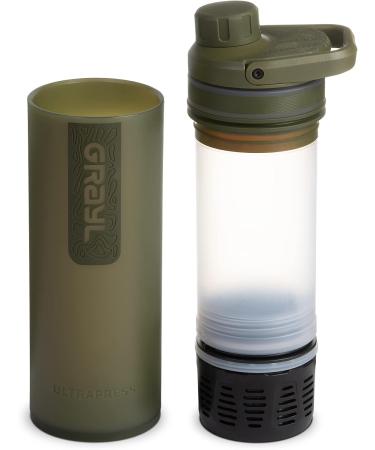 GRAYL UltraPress Water Purifier & Filter Bottle 16.9 oz - Best for Hiking Backpacking Survival & Travel (Olive Drab) - International Shipping Available - Buy Online on GoSupps.com