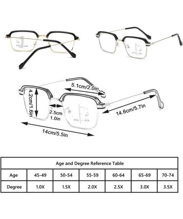 Progressive Multifocus Reading Glasses for Men Trendy Large Frame Blue Light Blocking Readers Anti Glare Glasses(Couleur:Gold Grandeur:1.5x) - Buy Online on GoSupps.com
