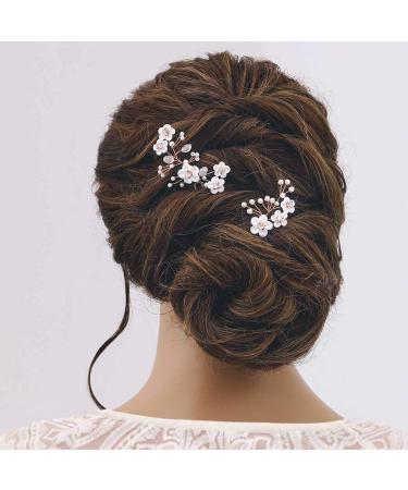 IYOU Bridal Hairpins - Rose Gold Sparkling Crystal Pearl Hair Accessories for Women & Girls (2 Pieces) - Buy Online on GoSupps.com