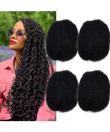 Afro Kinky Bulk Human Hair for Making Locs Repair Dreadlocks Twist Braiding 4 pieces/Package can be dyed and bleached natural black #1b 30.5 cm 12 inch nature black #1b