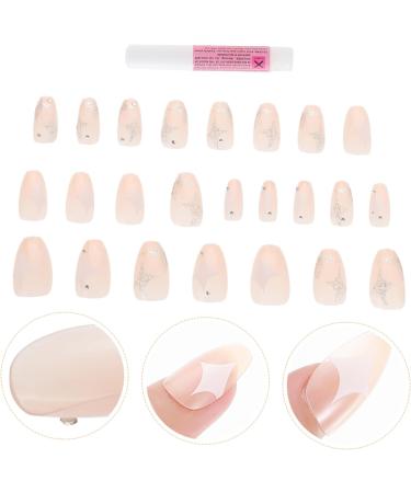 FOYTOKI 1 Set Nail Patch Manicure Fake Nails Nail Decorations for Nail Art Diy Nail Accessory Fake Nail Tip Long Fake Nails Fake Nails with Glue French Decor Plastic Girl Pink Sticker X4 - Buy Online on GoSupps.com