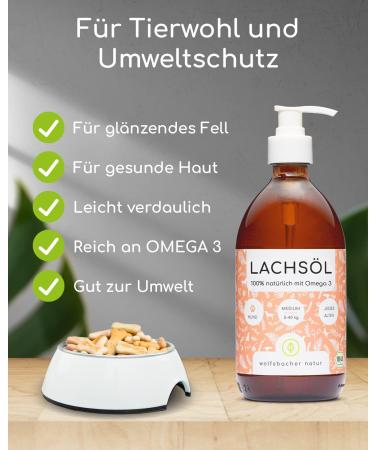Premium Salmon Oil for Dogs & Cats - Omega 3 & 6 | 500ml Norwegian Natural Supplement for Health - Buy Online on GoSupps.com