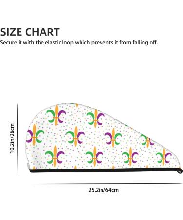 Hair Towel Wrap | Quick Drying Hair Turban with Button | Mardi Gras Carnival Design - Buy Online on GoSupps.com