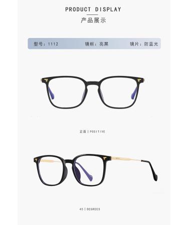 Metal TR90 Square Frame Blue Light Blocking Glasses for Men & Women | Anti-UV Computer & Reading Glasses - 52mm Black - Buy Online on GoSupps.com