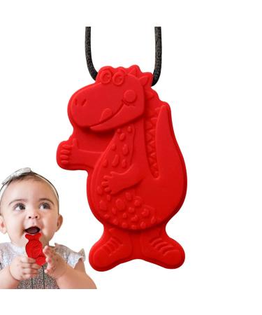 Sensory chewing chains cute silicone bite chain in dinosaur form oral engine bite chain portable bakehaben chewing chain for children pologmase red