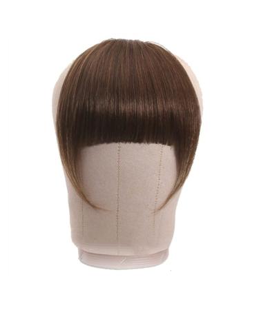 Bangs Bangs Hair for Women Bangs Hair Clip Extension Brazilian Human Hair Blunt Bangs Clip In Thick Natural Hair Extension Non-Remy Clip-In Neat Bang Hairpieces for Women Curved Bangs for Daily Wear Light Brown 12g T