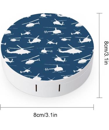 Helicopter Silhouettes Round Case For Contact Lens Kit Storage Box with Mirror Printed - Buy Online on GoSupps.com