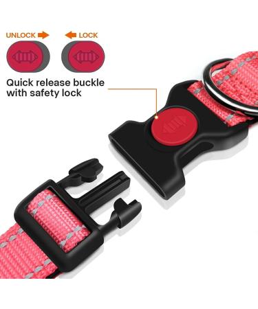 Taglory Pink XL Dog Collar - Soft Padded Neoprene Nylon Adjustable & Reflective for Extra Large Dogs - Perfect for Training - Buy Online on GoSupps.com