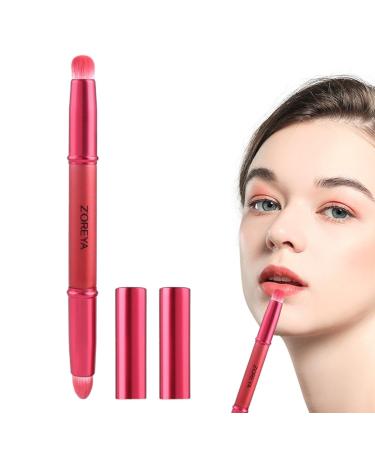 Lip Brush | Double-Ended Round Tip Lipstick Brush | Makeup Brush Tool with Lid for Liquid Cream Foundation Concealer Powder Shakven Red