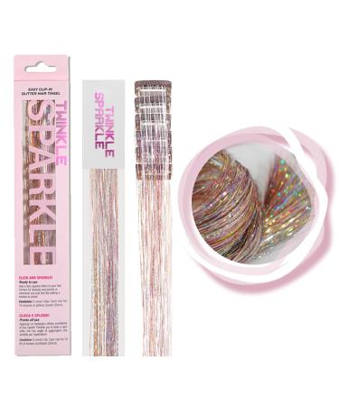Pack of 6 Pcs Clip in Hair Tinsle Kit 19.6 Inch Heat Resistant Glitter Tinsel Hair Extension with Clips on Fairy Hair Sparkle Strands Festival Gift Party Dazzle Hair Accessories for Women Girls Kids (GALAXY)