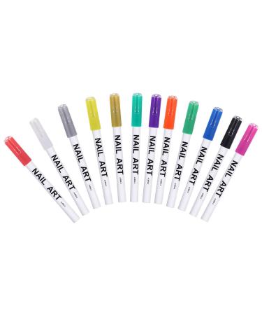 Liner Nail Graffiti Waterproof Painting Liner Brushes Easy Using Fine Tip Nail Pens for Supplies (12 Count) Dtt