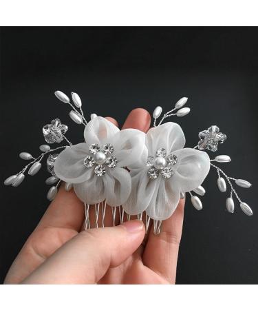 FRCOLOR Pearl Hair Accessories Bridal Hair Accessories Flower Hair Accessories Bridal Hair Comb Flower Girl Hair Accessory Crystal Hair Accessories White European Style Spun Yarn Bride - Buy Online on GoSupps.com