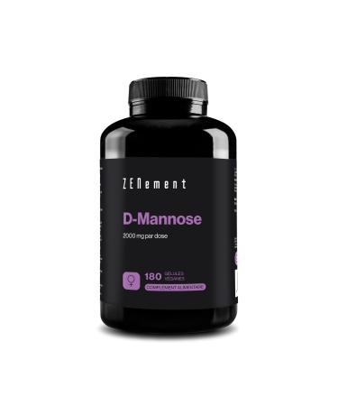 D-Mannose - 180 Capsules - 2000 mg of D-Mannose per Daily Dose High Dosage Highly Bioavailable - 2 Months Supply - No Flavors or Additives - 100% Vegan
