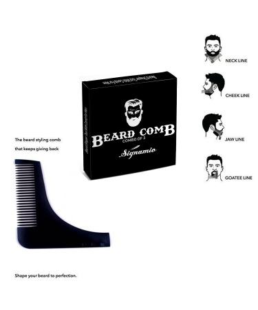 SIGNAMIO 3 Pack Beard Shaper Tool with Comb for Men - Home and Salon Use, Black, 3-Pc Set - Buy Online on GoSupps.com