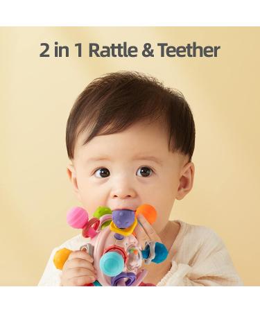 Baby Sensory Teething Toys - Atomic Ball Chew Toys, Rattle & Teether Grasping Activities - 0-12 Months Boys & Girls Gift (Pink) - Buy Online on GoSupps.com