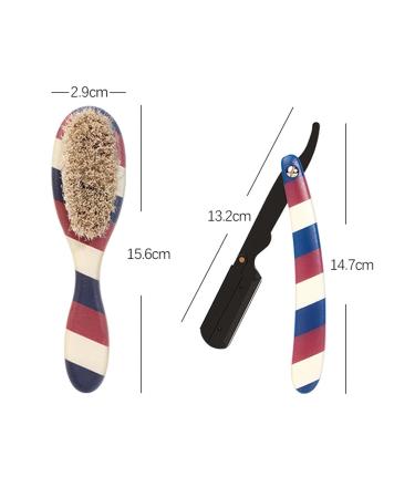 Buy Professional Barber Straight Edge Razor & Fade Brush Set | 5 Blades for Close Shaving & Hair Cutting | Red/White/Blue - Buy Online on GoSupps.com