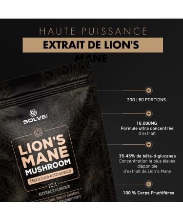 Solve Labs Premium Lion Mane Extract Powder 100% Fruiting Body 45% Beta-D-Glucans Extract 10:1 Zero Filling Agent & Additive 30G - Buy Online on GoSupps.com