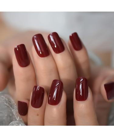 Medium Square Acrylic Artificial Nails for Women & Girls - Shiny & Durable 24-Piece Set | No Drying Time | Classic Nail Art - Buy Online on GoSupps.com