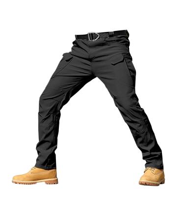 Work clothing pants single-colored outdoor stretch overalls for men with large pockets loose soft pants rain density training pants Rell cargo pants men black XXL