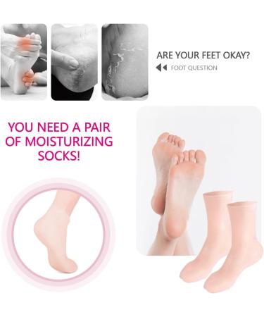 Silicone Moisturizing Gel Heel Socks - Anti-Slip Spa Socks for Dry Cracked Feet - Skin Care Men's Women's Soft Long Moisturizing Socks - Non Slip Dots - SEBS Material with Vitamin - Skin L (40-44) - Buy Online on GoSupps.com