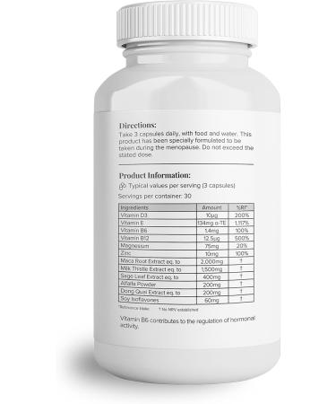 Hey Nutrition Menopause Complex Supplement - 2000mg Maca Root, Sage Leaf & Soy Isoflavones - Hormone Regulation, Heart Health, and Collagen Formation - 90 Vegan Capsules - Buy Online on GoSupps.com