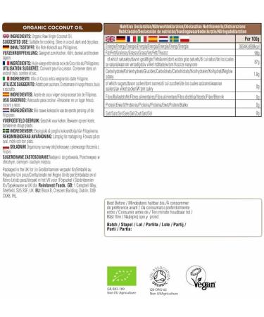 Organic Virgin Coconut Oil 1L - Ideal for Cooking, Baking, Skin & Hair - Cold Pressed Raw - Best Before 31.03.2024 - Buy Online on GoSupps.com
