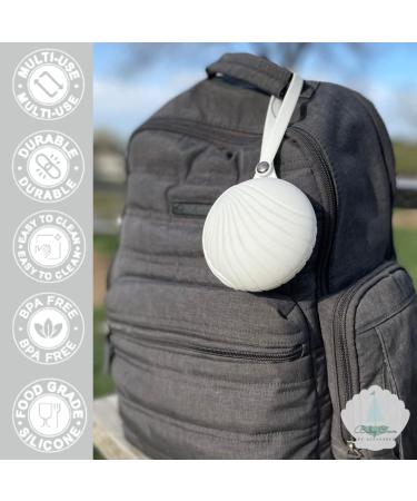 Baby Cove Shell Silicone Pacifier Clip Holder Case - Pearl White - Attach to Strollers & Diaper Bags for Pacifier and Baby Accessories Protection - Buy Online on GoSupps.com
