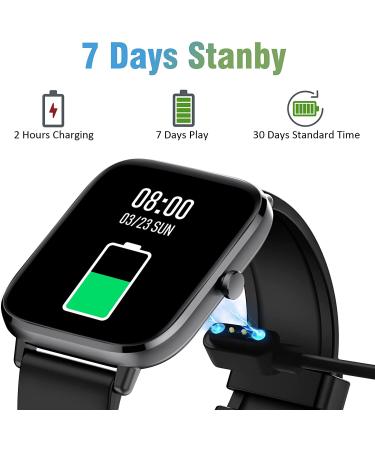 Full Touch Smart Watch for Android iOS Phones | Smart Fitness Tracker with Call Function | IP67 Waterproof Smartwatch for Men and Women - Black - Buy Online on GoSupps.com
