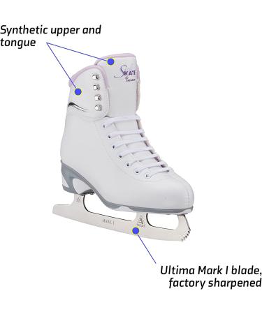 Jackson Ultima SoftSkate Women's/Girl's Figure Skate | Misses Finesse 180 | High Top Lace Up | Medium Support | SoftSkate | White/Purple - Buy Online on GoSupps.com