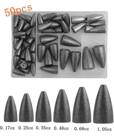 50Pcs Fishing Sinkers Weights Kit - Bullet Lead Sinkers Fishing Set - Buy Online on GoSupps.com