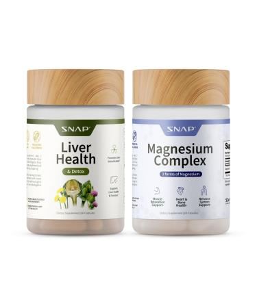 Snap Supplements Liver Health + Magnesium Complex Bundle 60 Vegetarian Capsules Each