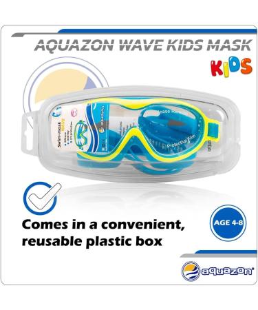 Aquazon Wave Kids Swimming Goggles - Soft Silicone for Perfect Fit - Easy Adjustable Diving Goggles with Storage Box - Ages 3-7 - Green/Blue - Buy Online on GoSupps.com