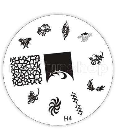 Stamping stencil H4 - butterfly hazelnuts ornaments French full cover etc.