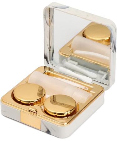 Nfegsiya Quadratic Contact Lens Container - Marble Surface Mirror Box for Travel - Eye Soak Holder (White) - Buy Online on GoSupps.com