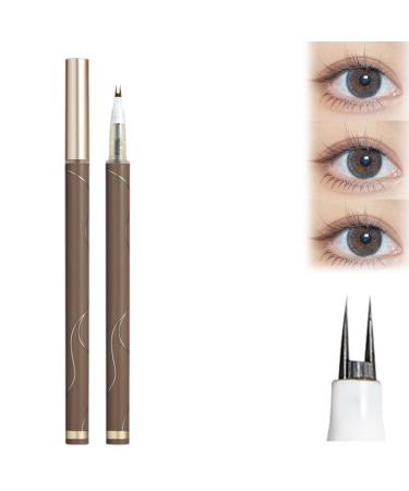 Double Tip Lower Eyelash Pencil Upgraded 3D Waterproof Eyelash Pen Eye Liner Liquid Eyeliner Dual Pronged Bottom Eyelashes Pen Waterproof Liquid Eyeliner for Makeup (Dark Brown)