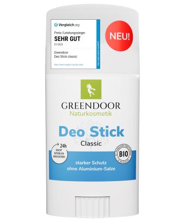 GREENDOOR GREENDOOR Classic Deodorant Stick 52 g Aluminium Free Long Powerful Protection Discreet Scent Hygienic Rotating Sleeve Unisex Deodorant