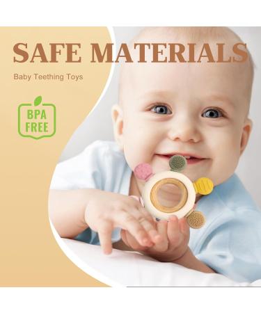 Soodyoow Bei ring Baby | Silicone & Wooden Biting Toy for Teething | Safe for Babies 3 Months+ - Buy Online on GoSupps.com